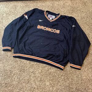 VTG Denver Broncos 90’s Pro Line Pullover Windbreaker Sewn Logos Reebok XXL READ